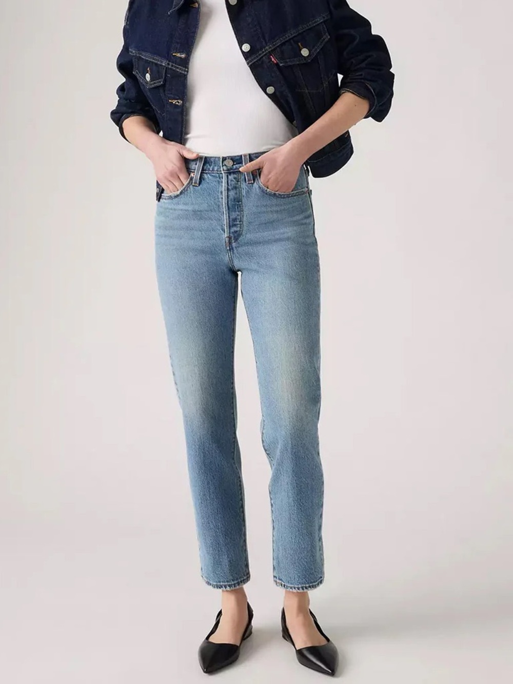Levi's Premium Blue Denim Wedgie Fit Ankle Jeans Button Fly Size 28